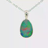 Australian Doublet Opal Pendant set in 925 Sterling Silver - Multicolour
