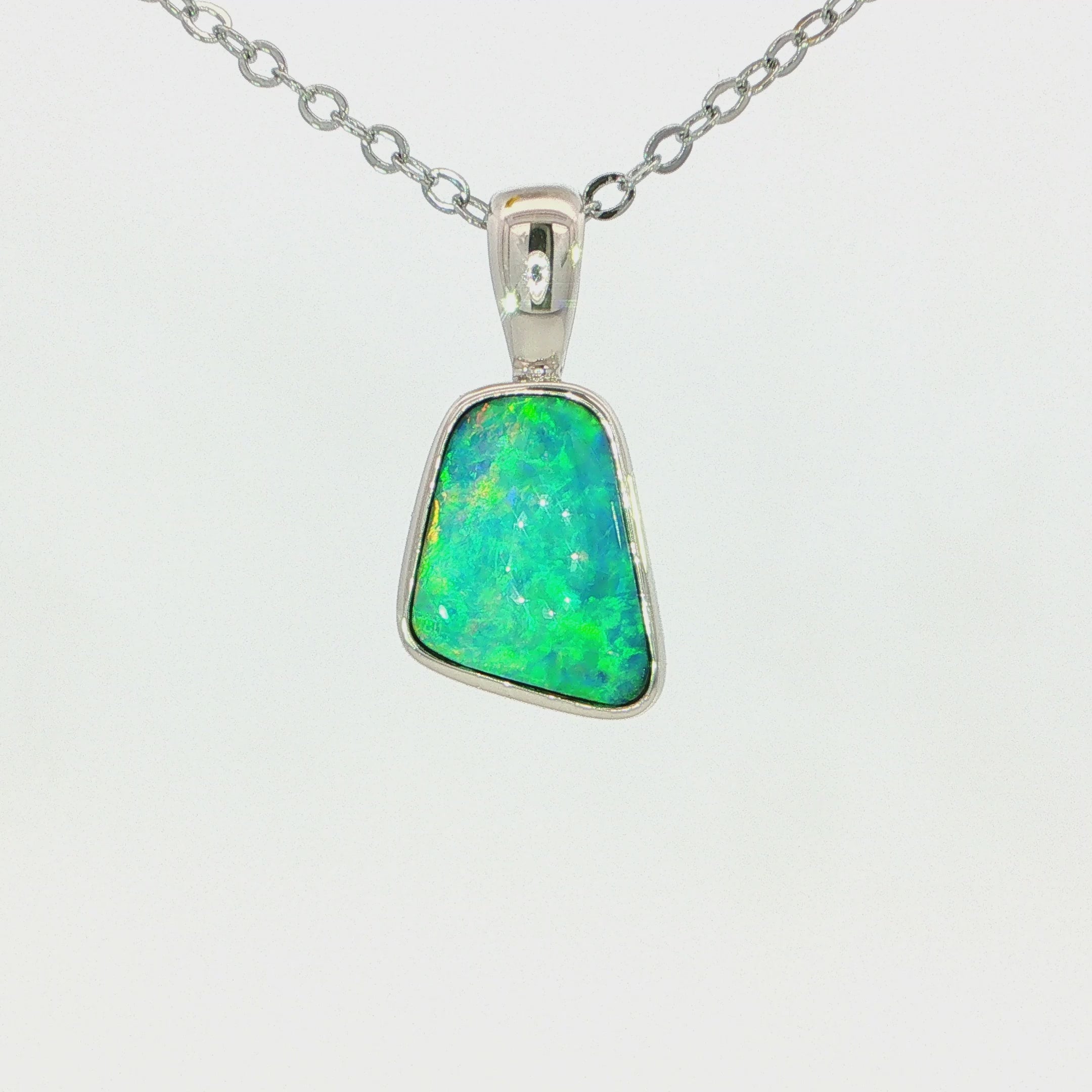 Australian Doublet Opal Pendant set in 925 Sterling Silver - Multicolour