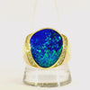 Doublet Opal Men's Ring in 14K Yellow Gold - Green-Blue