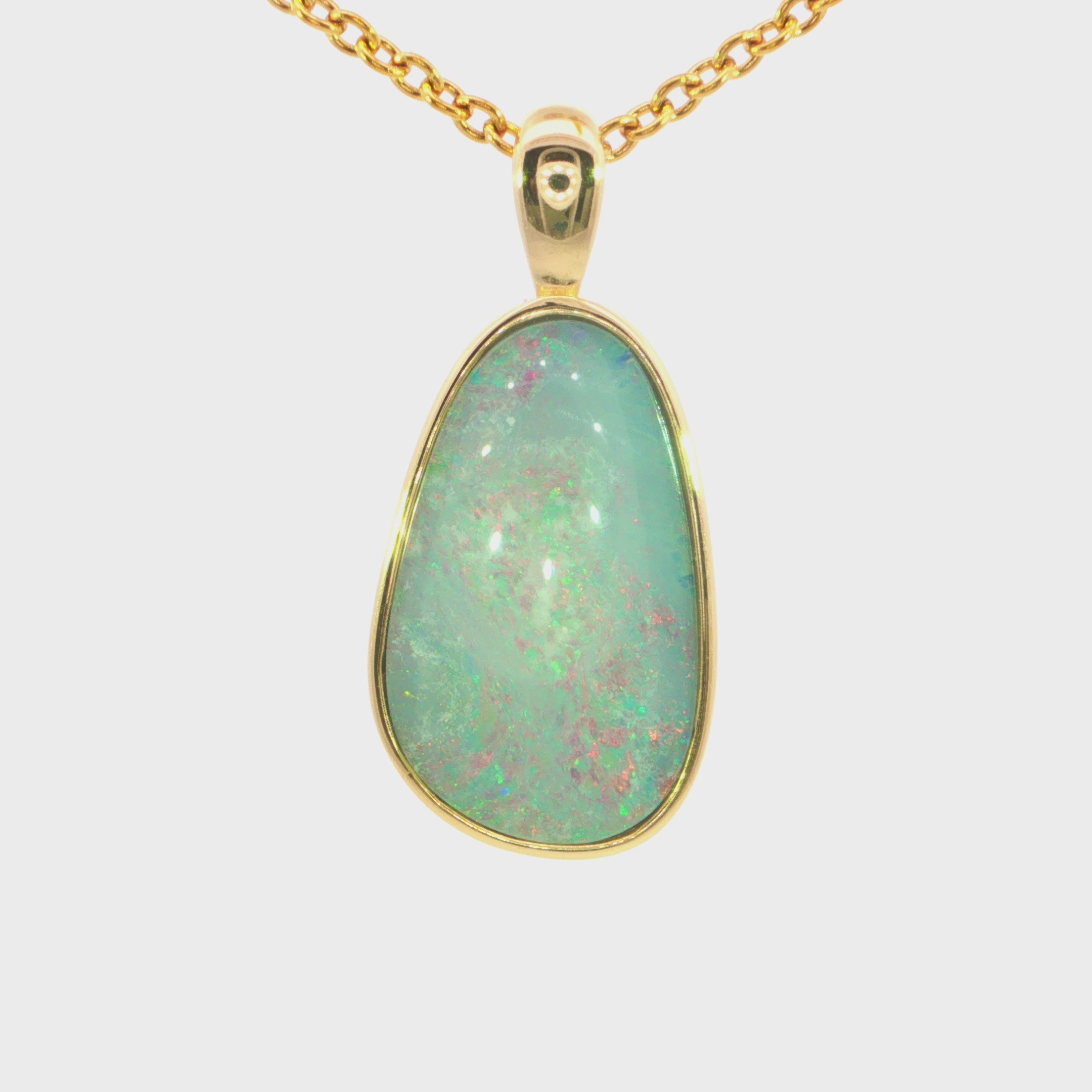 Australian Doublet Opal set in Gold Plated Sterling Silver - Multicolour