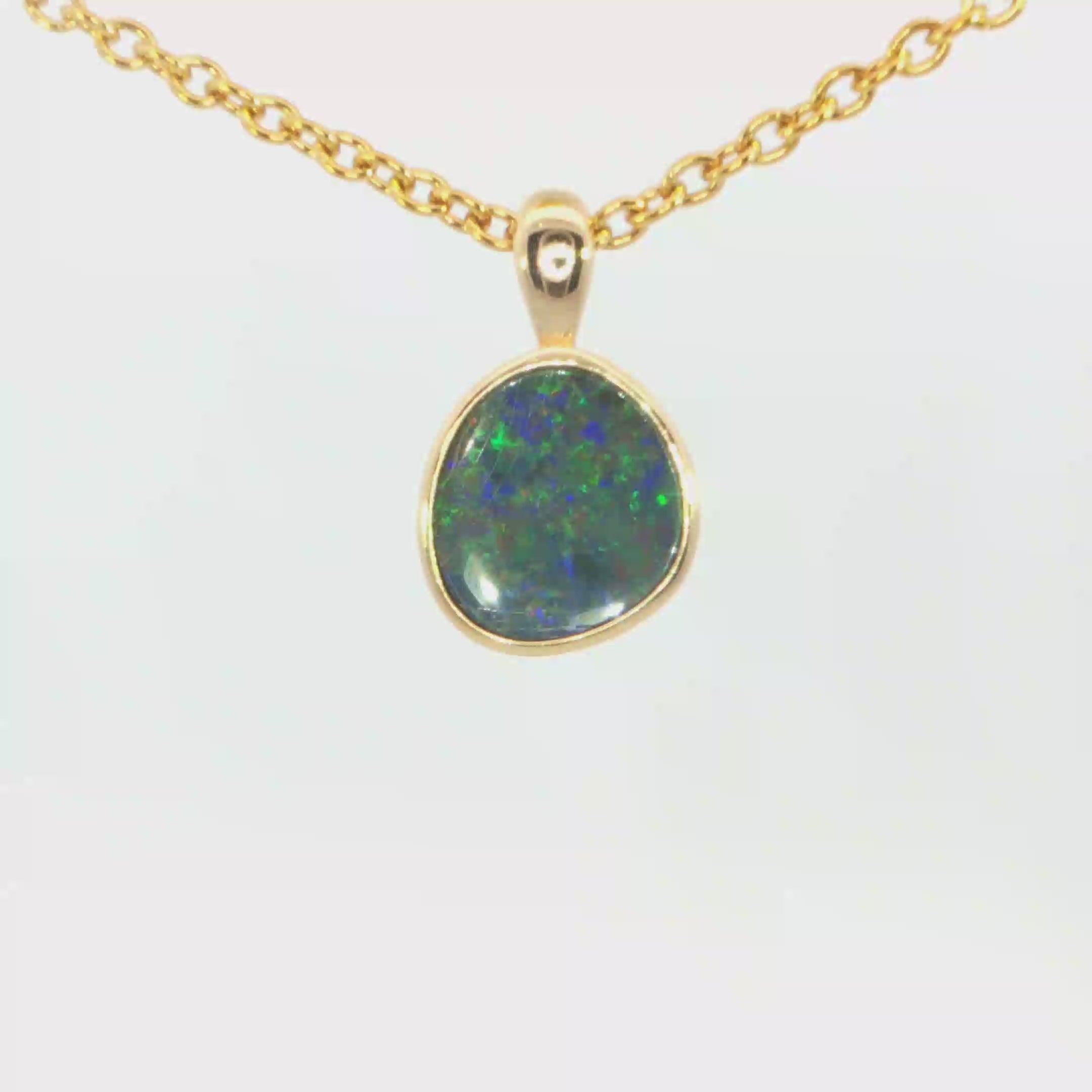Australian Doublet Opal Pendant in Gold Plated Sterling Silver - Multicolour
