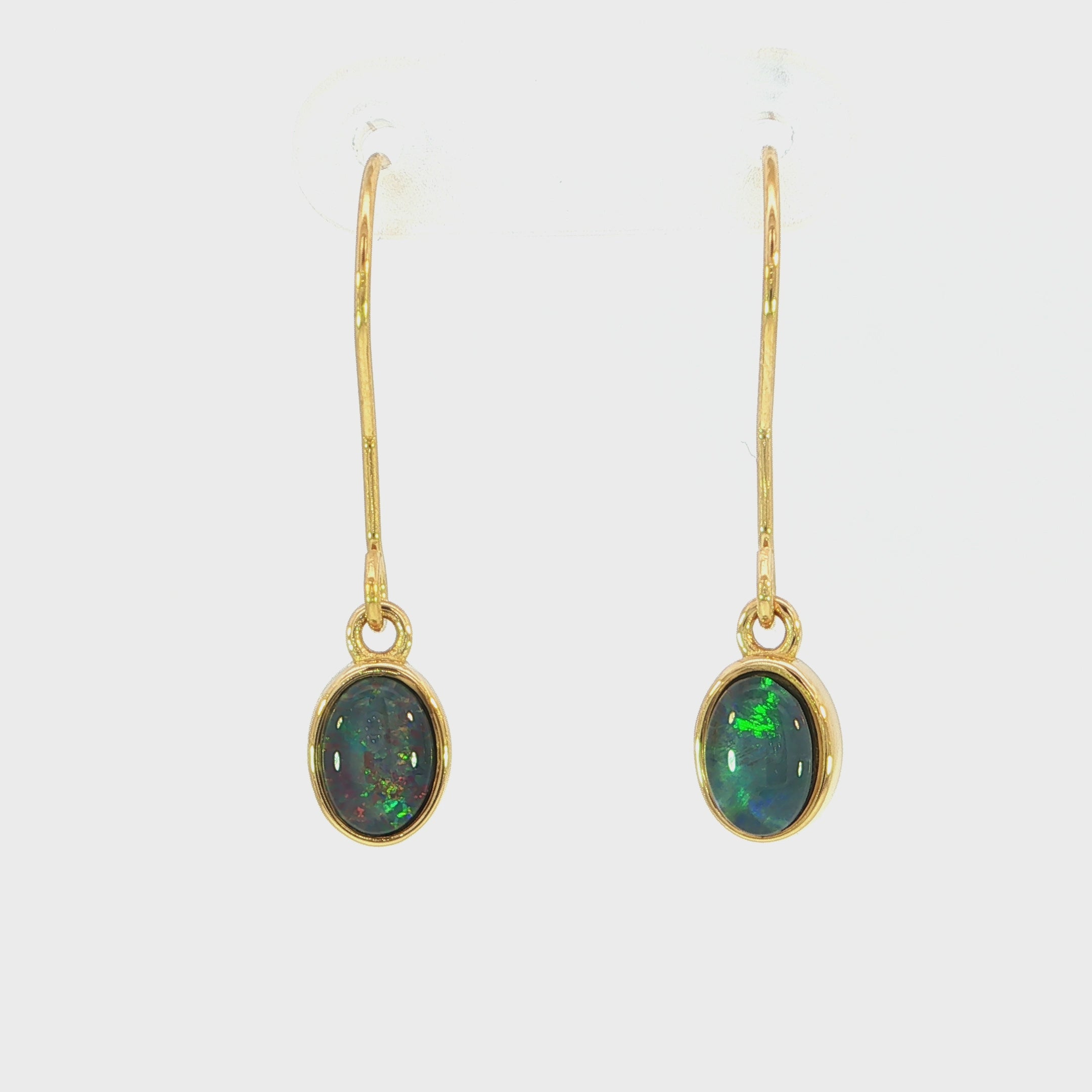 Triplet Opal Earrings in Gold Plated Stainless Steel - Multicolour
