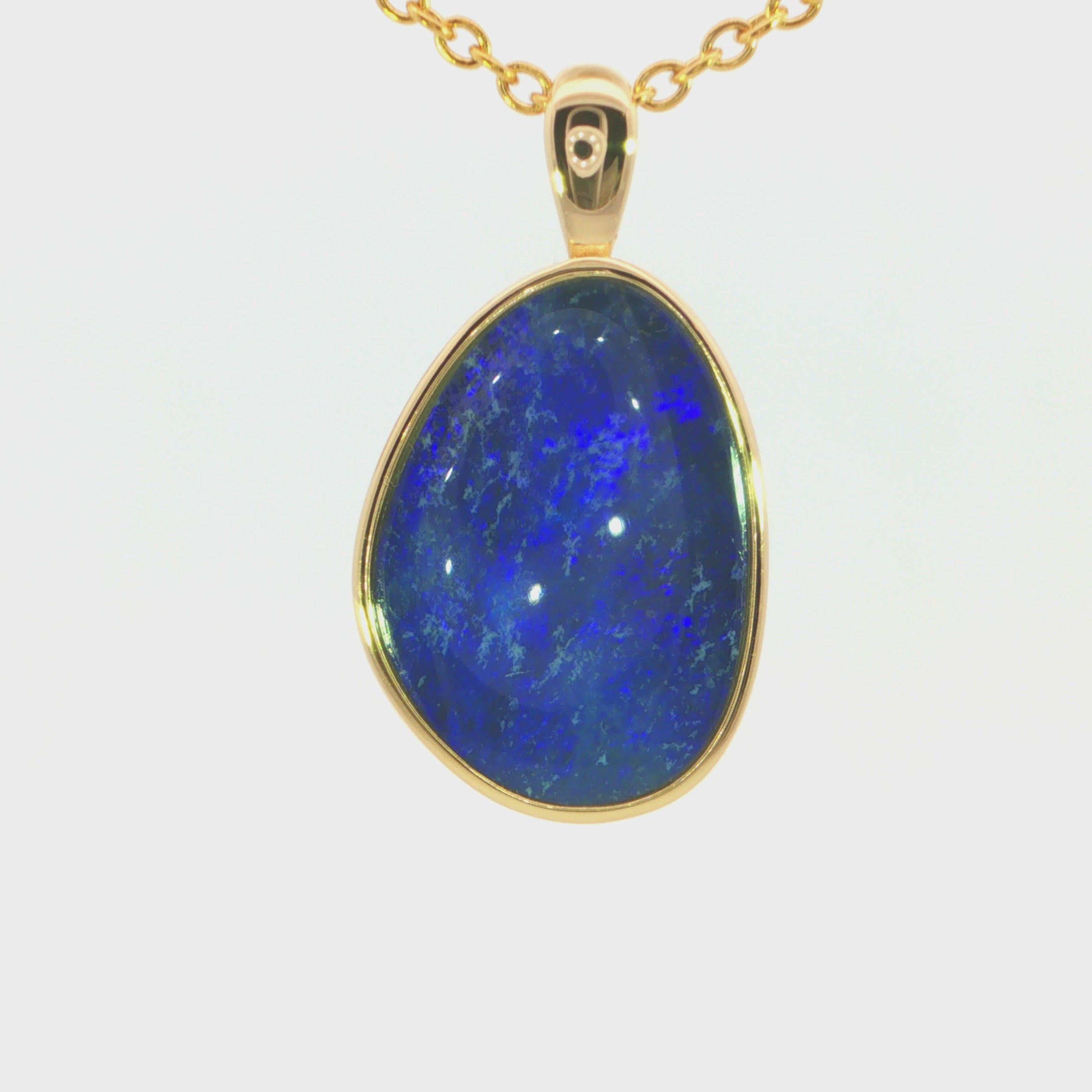 Australian Doublet Opal Pendant set in Gold Plated Sterling Silver - Deep Blue