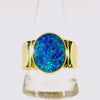 Doublet Opal Men's Ring in 14K Yellow Gold - Green-Blue