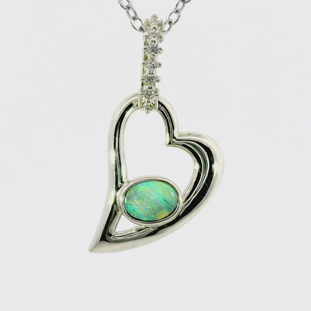 Doublet Opal Pendant in 925 Sterling Silver - Multicolour