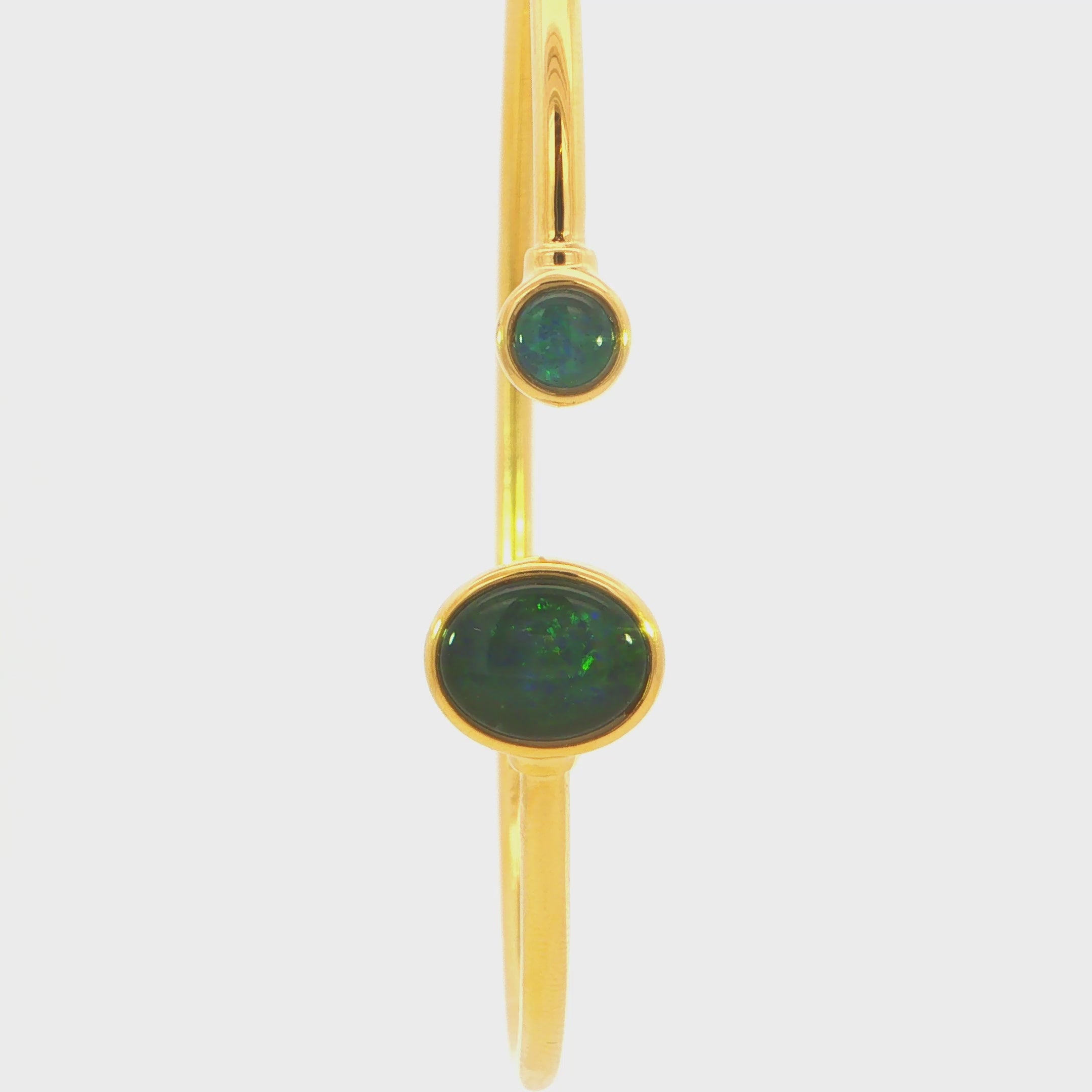 Triplet Opal Bangle set in Gold Plated 925 Sterling Silver - Green-Blue