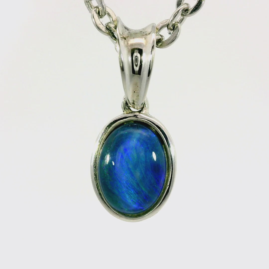 Triplet Opal Pendant in 925 Sterling Silver - Green-Blue