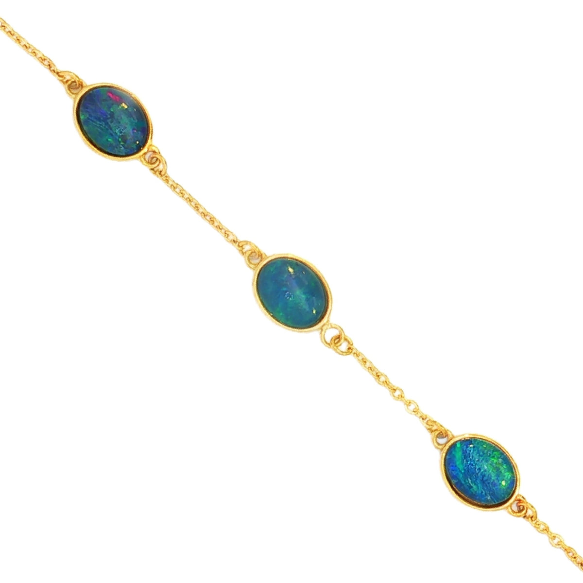 Triplet Opal Bracelet in Gold Plated Stainless Steel - Multicolour - Australian Opal Cutters and Pearl Divers
