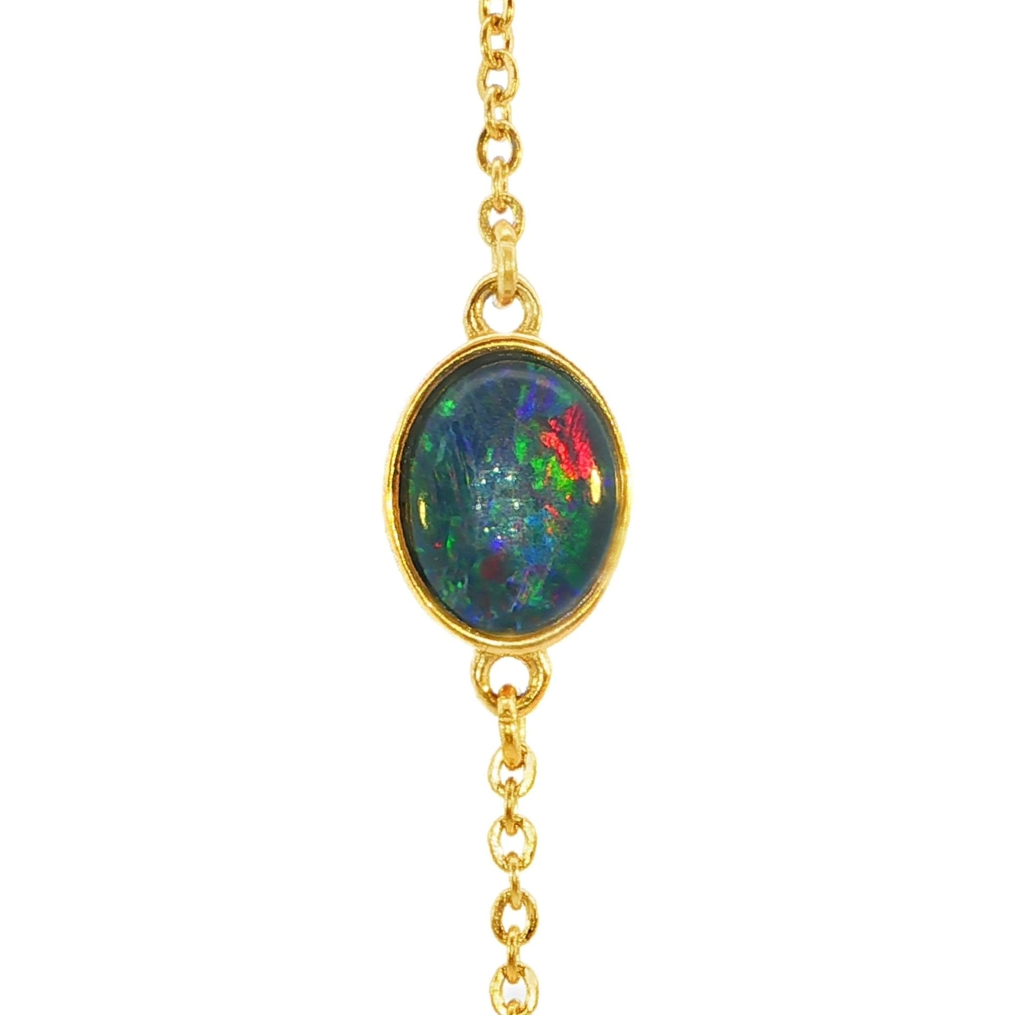 Triplet Opal Bracelet in Gold Plated Stainless Steel - Multicolour - Australian Opal Cutters and Pearl Divers