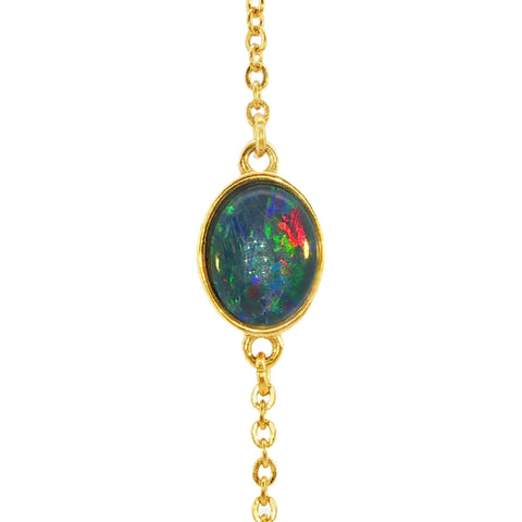 Triplet Opal Bracelet in Gold Plated Stainless Steel - Multicolour - Australian Opal Cutters and Pearl Divers