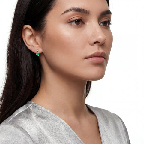 Triplet Opal Earrings in 925 Sterling Silver - Green and Blue - Australian Opal Cutters and Pearl Divers