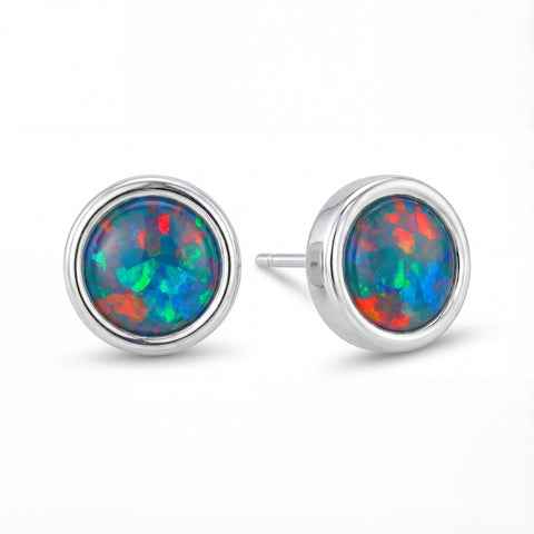 Triplet Opal Earrings in Stainless Steel - Australian Opal Cutters and Pearl Divers