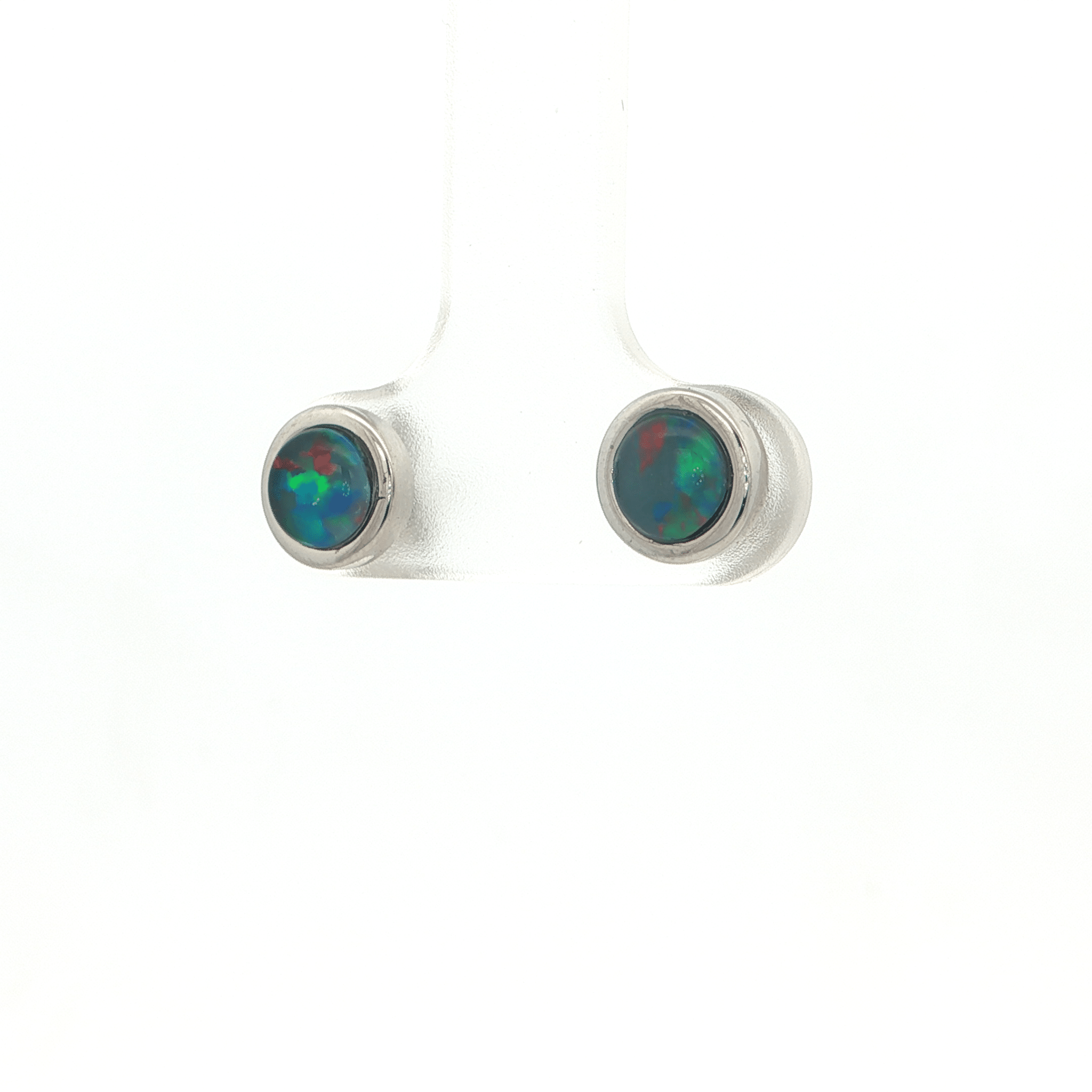 Triplet Opal Earrings in Stainless Steel - Green-Blue - Australian Opal Cutters and Pearl Divers
