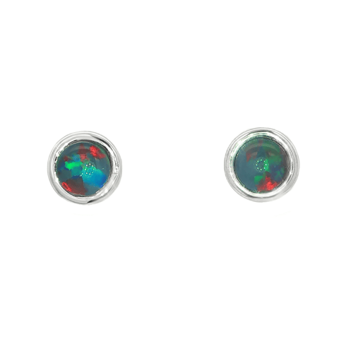 Triplet Opal Earrings in Stainless Steel - Green-Blue - Australian Opal Cutters and Pearl Divers