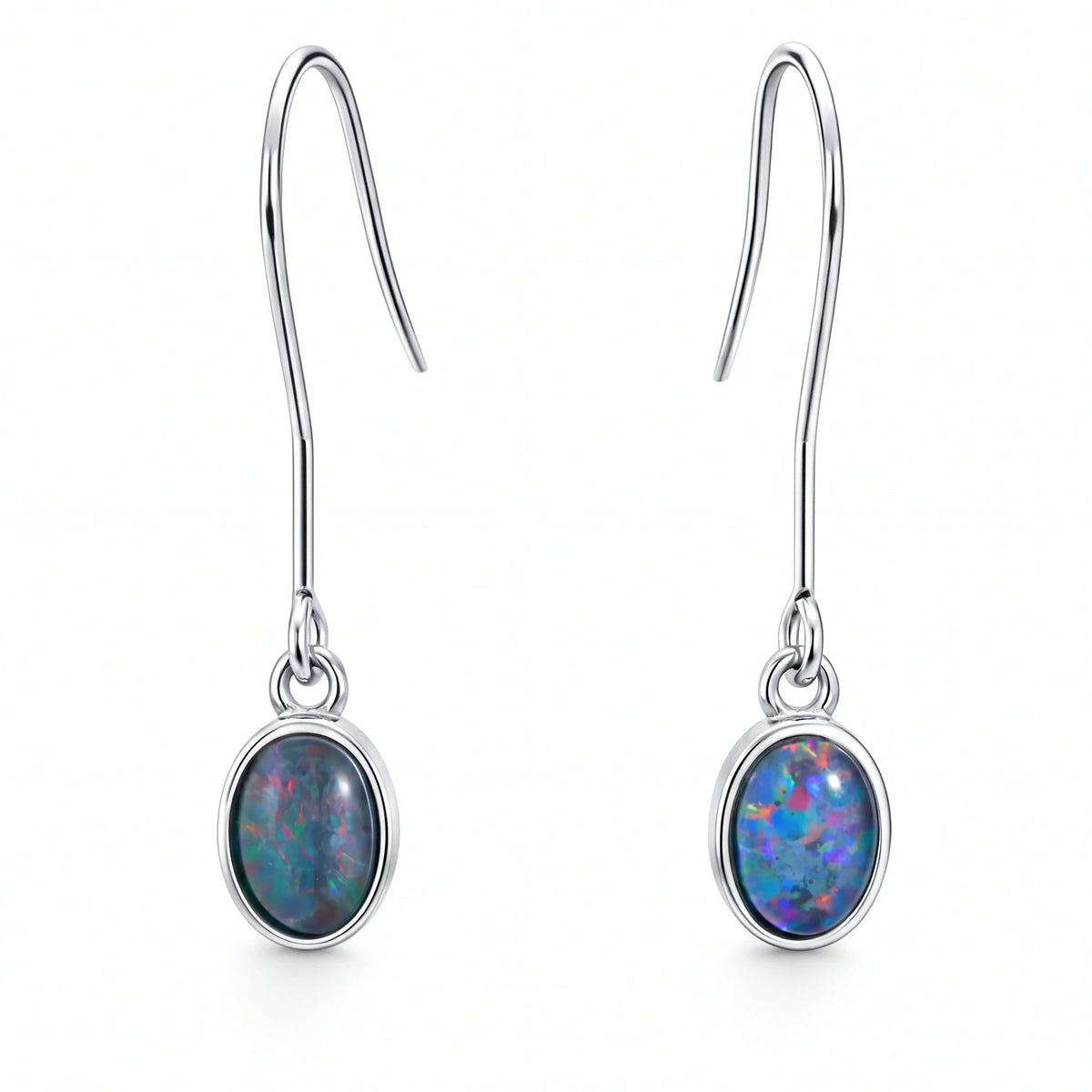 Triplet Opal Earrings in Stainless Steel - Multicolour - Australian Opal Cutters and Pearl Divers