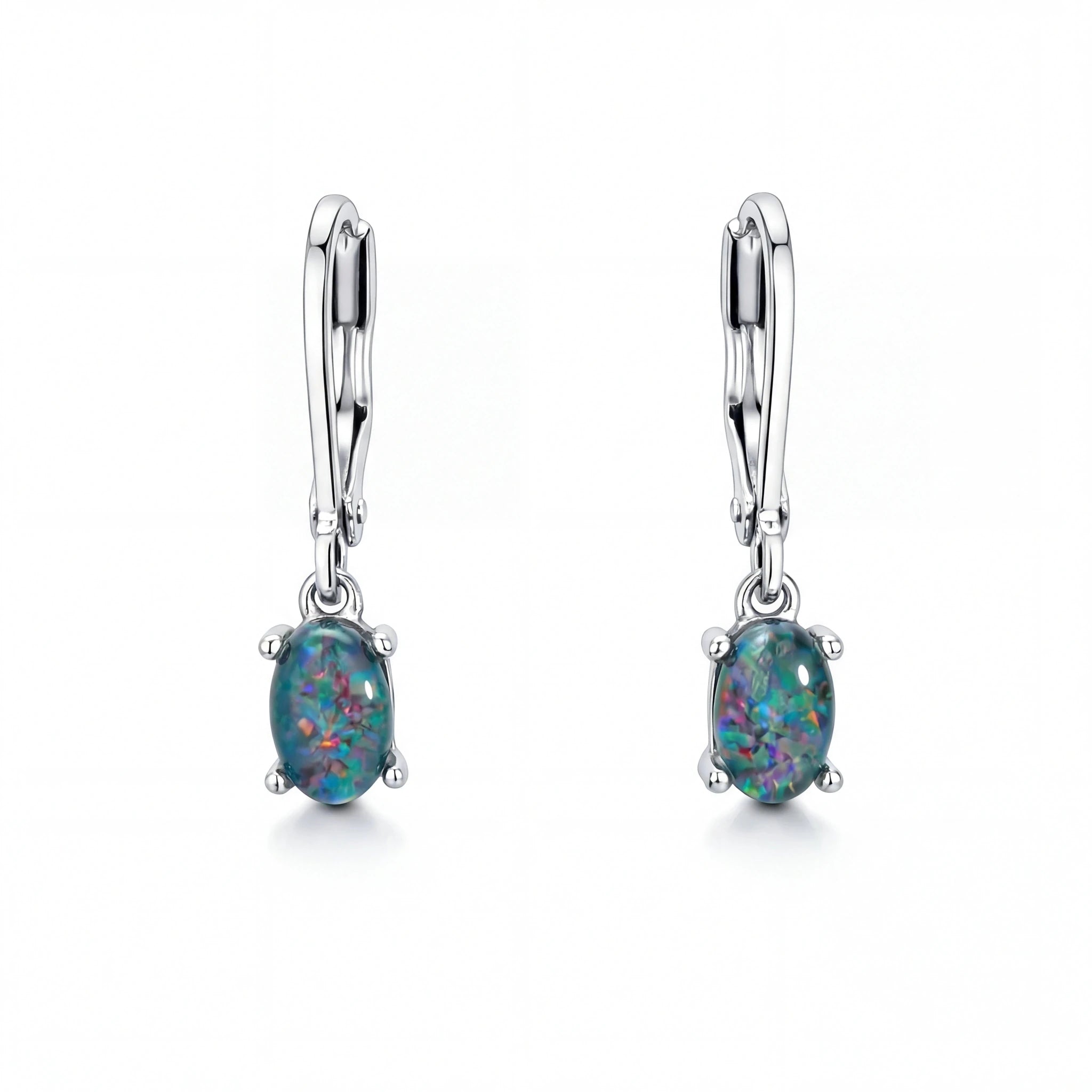 Triplet Opal Earrings in Stainless Steel - Multicolour - Australian Opal Cutters and Pearl Divers