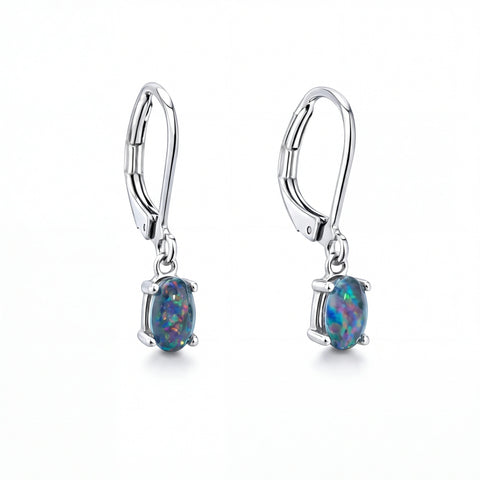 Triplet Opal Earrings in Stainless Steel - Multicolour - Australian Opal Cutters and Pearl Divers