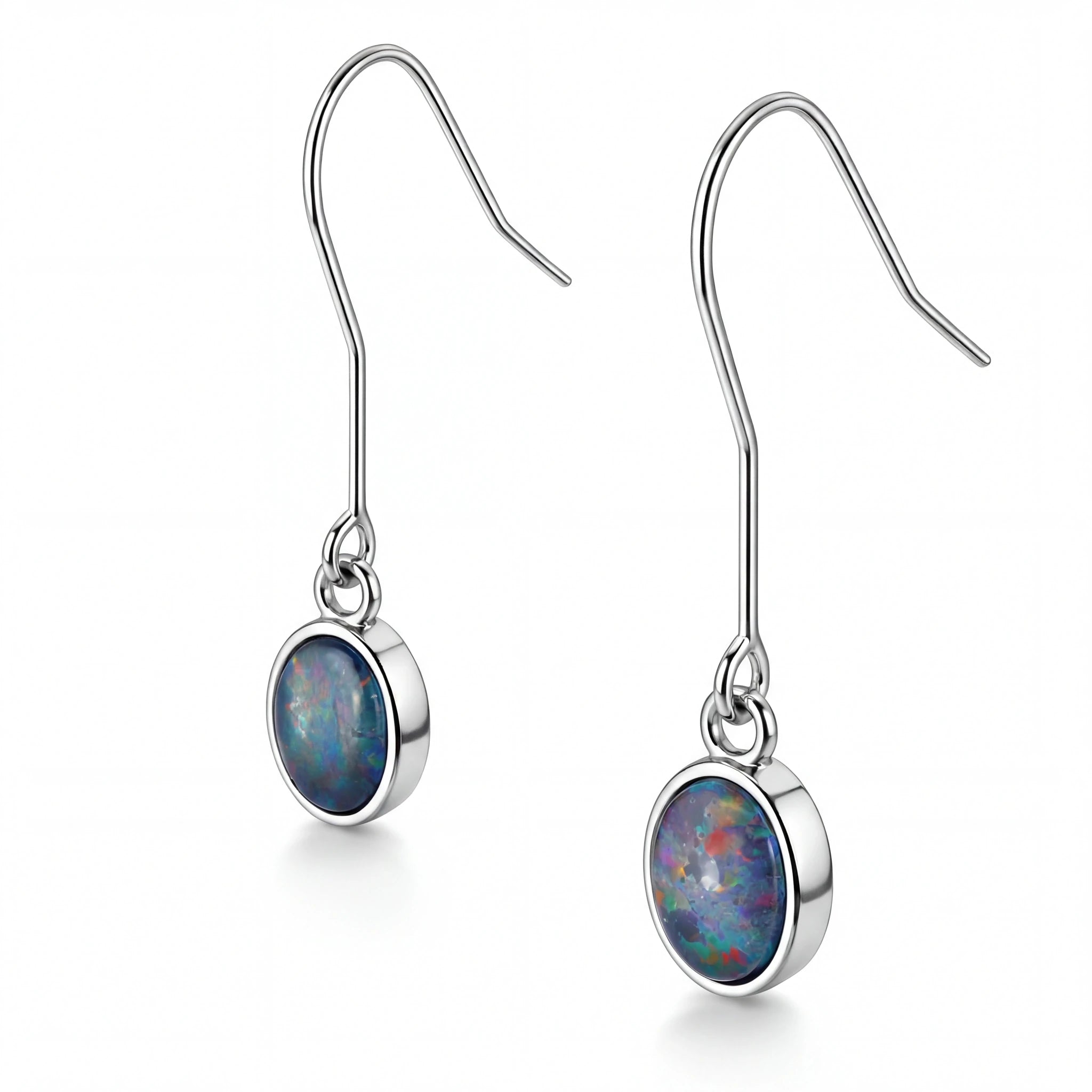 Triplet Opal Earrings in Stainless Steel - Multicolour - Australian Opal Cutters and Pearl Divers