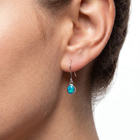 Triplet Opal Earrings set in Stainless Steel - Multicolour - Australian Opal Cutters and Pearl Divers