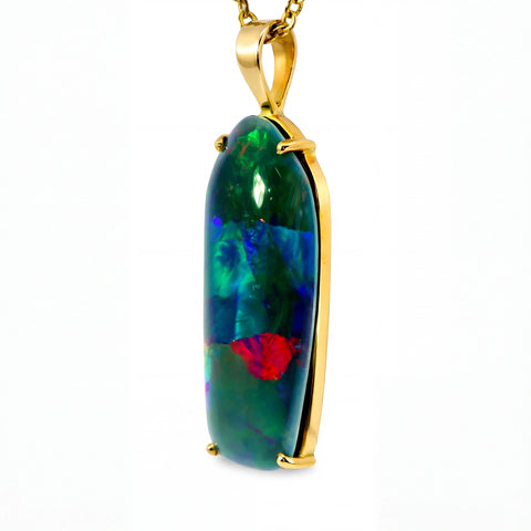Triplet Opal Pendant in 14K Yellow Gold - Multicolour - Australian Opal Cutters and Pearl Divers