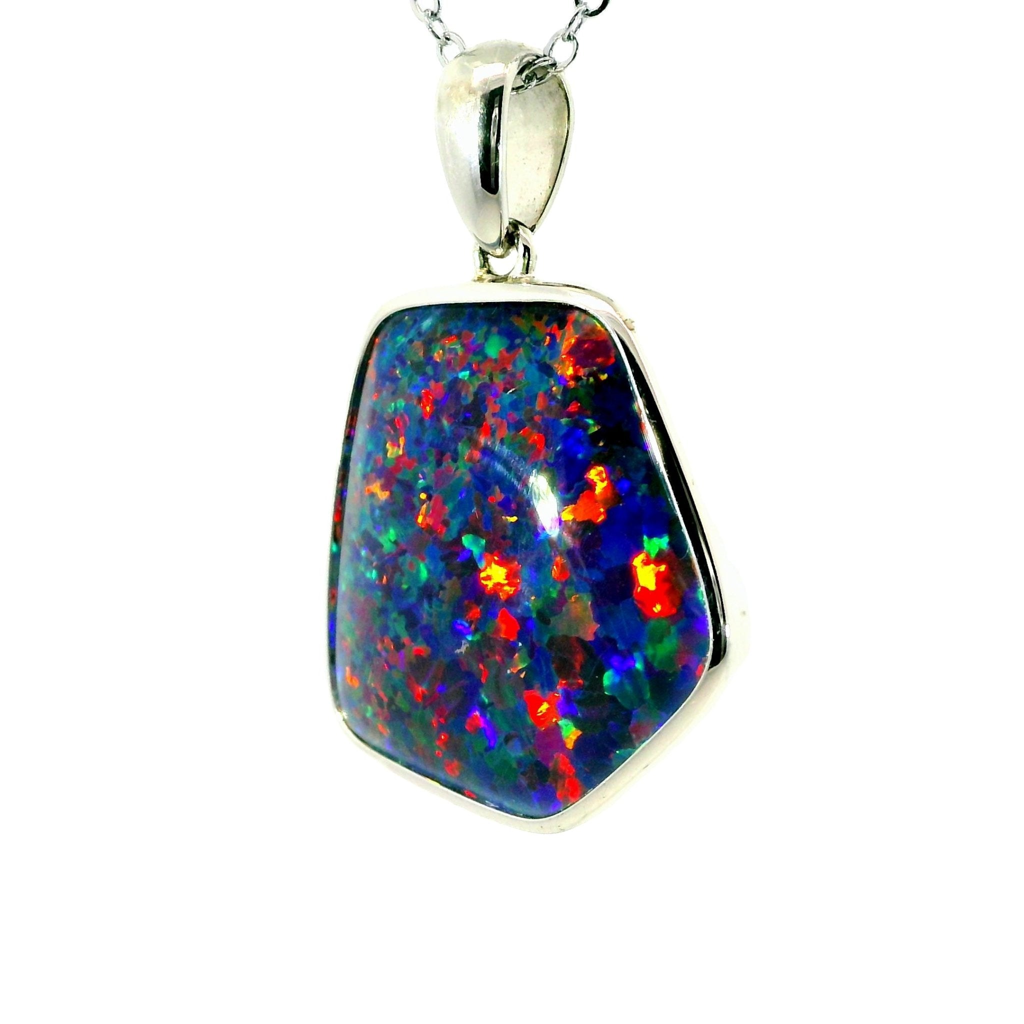 Triplet Opal Pendant in 925 Sterling Silver - Multicolour - Australian Opal Cutters and Pearl Divers