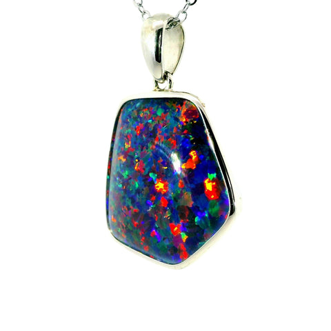 Triplet Opal Pendant in 925 Sterling Silver - Multicolour - Australian Opal Cutters and Pearl Divers