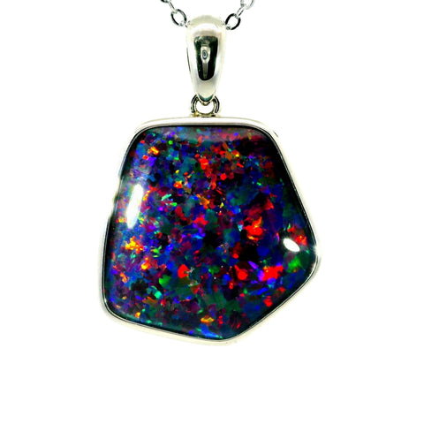 Triplet Opal Pendant in 925 Sterling Silver - Multicolour - Australian Opal Cutters and Pearl Divers