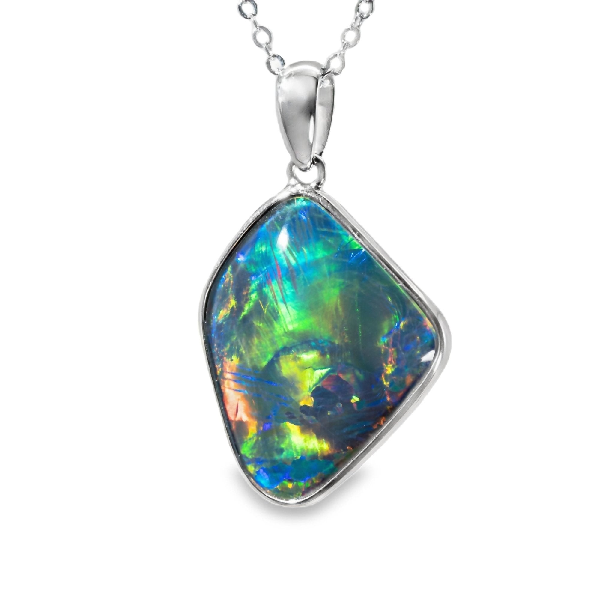 Triplet Opal Pendant in 925 Sterling Silver - Multicolour - Australian Opal Cutters and Pearl Divers