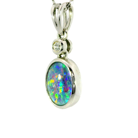 Triplet Opal Pendant in 925 Sterling Silver - Multicolour - Australian Opal Cutters and Pearl Divers