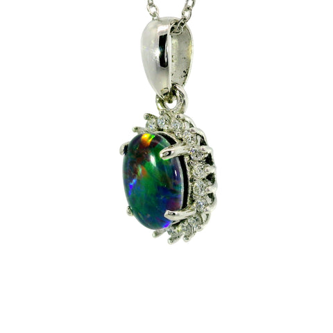 Triplet Opal Pendant in 925 Sterling Silver - Multicolour - Australian Opal Cutters and Pearl Divers