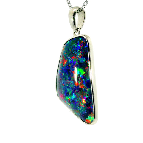 Triplet Opal Pendant in 925 Sterling Silver - Multicolour - Australian Opal Cutters and Pearl Divers