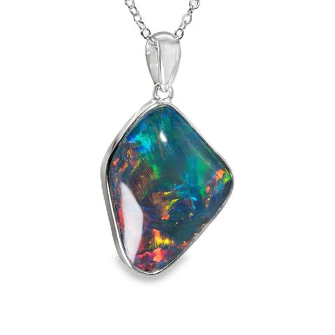 Triplet Opal Pendant in 925 Sterling Silver - Multicolour - Australian Opal Cutters and Pearl Divers