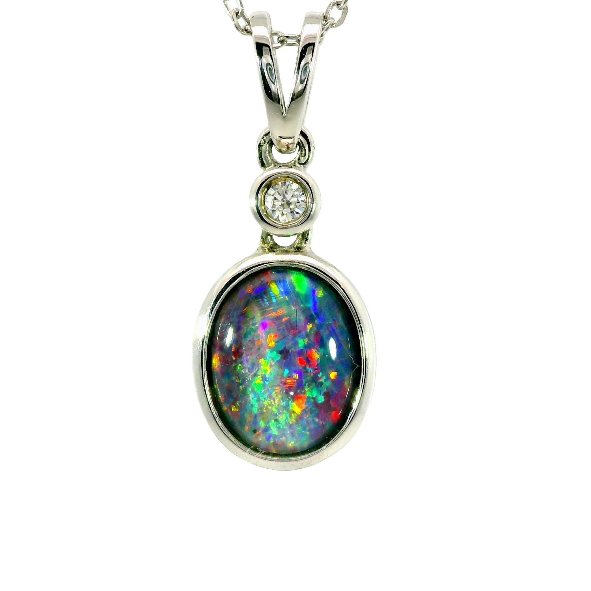 Triplet Opal Pendant in 925 Sterling Silver - Multicolour - Australian Opal Cutters and Pearl Divers