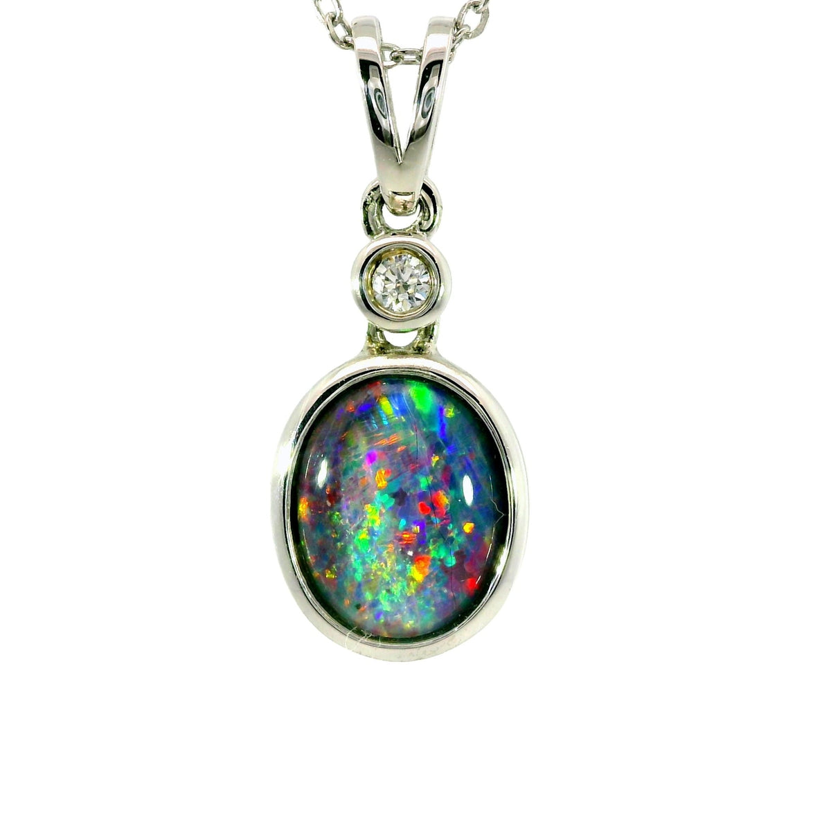 Triplet Opal Pendant in 925 Sterling Silver - Multicolour - Australian Opal Cutters and Pearl Divers
