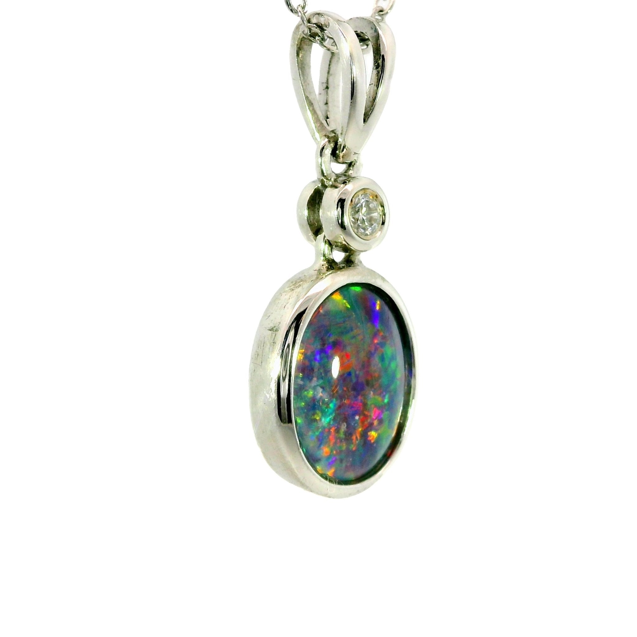 Triplet Opal Pendant in 925 Sterling Silver - Multicolour - Australian Opal Cutters and Pearl Divers