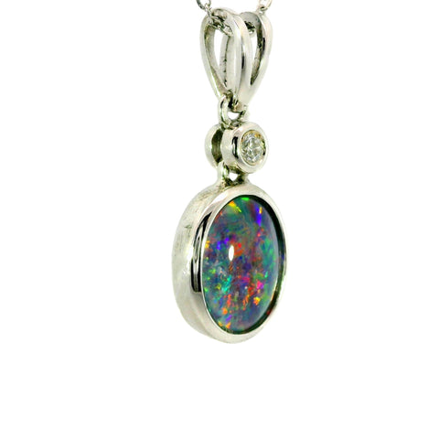 Triplet Opal Pendant in 925 Sterling Silver - Multicolour - Australian Opal Cutters and Pearl Divers