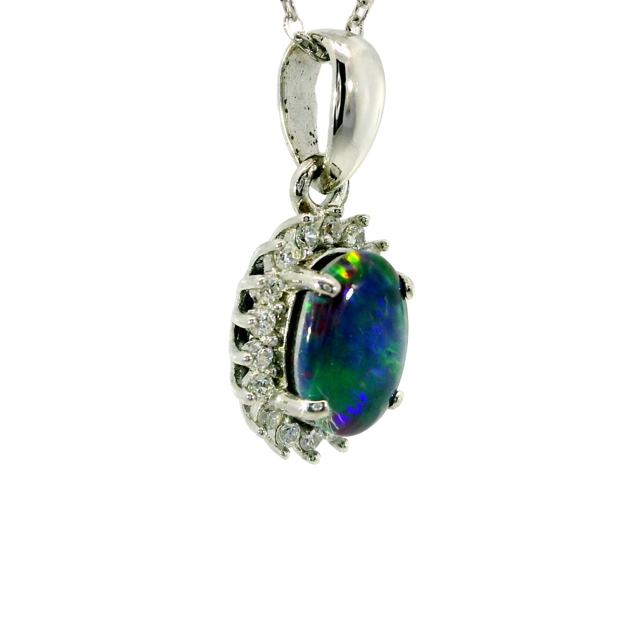 Triplet Opal Pendant in 925 Sterling Silver - Multicolour - Australian Opal Cutters and Pearl Divers
