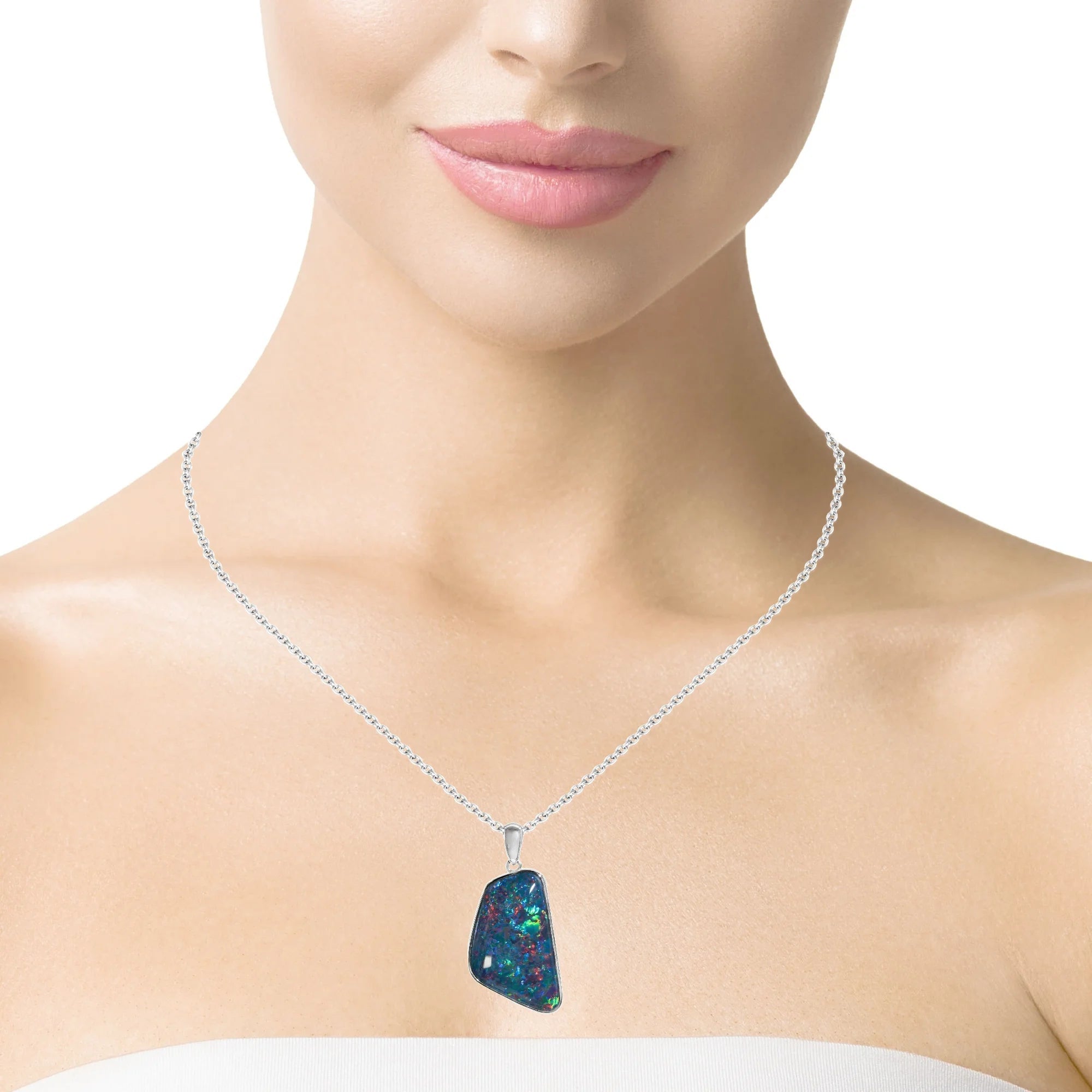 Triplet Opal Pendant in 925 Sterling Silver - Multicolour - Australian Opal Cutters and Pearl Divers