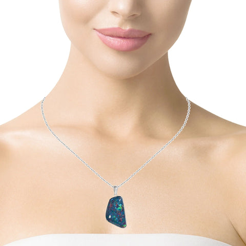 Triplet Opal Pendant in 925 Sterling Silver - Multicolour - Australian Opal Cutters and Pearl Divers
