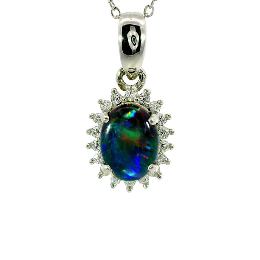 Triplet Opal Pendant in 925 Sterling Silver - Multicolour - Australian Opal Cutters and Pearl Divers