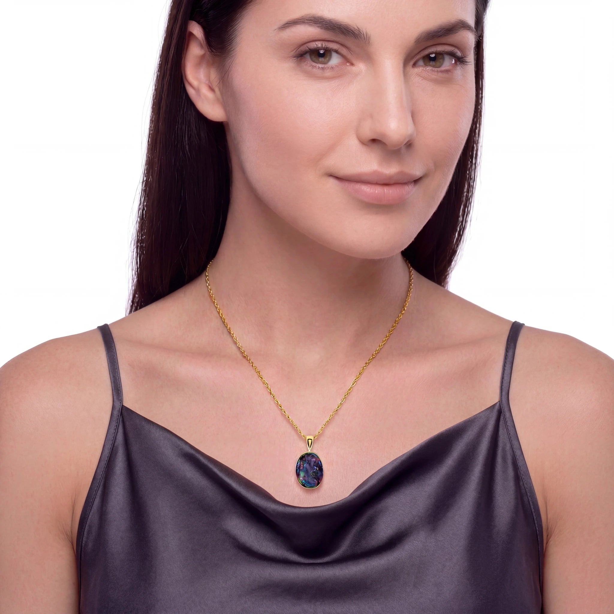 Triplet Opal Pendant in 9K Yellow Gold - Multicolour - Australian Opal Cutters and Pearl Divers