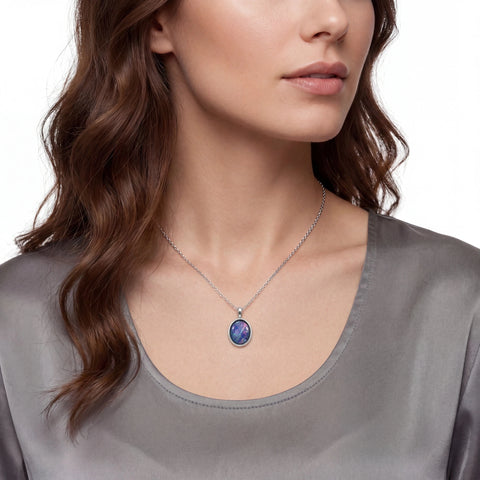 Triplet Opal Pendant in Stainless Steel - Multicolour - Australian Opal Cutters and Pearl Divers