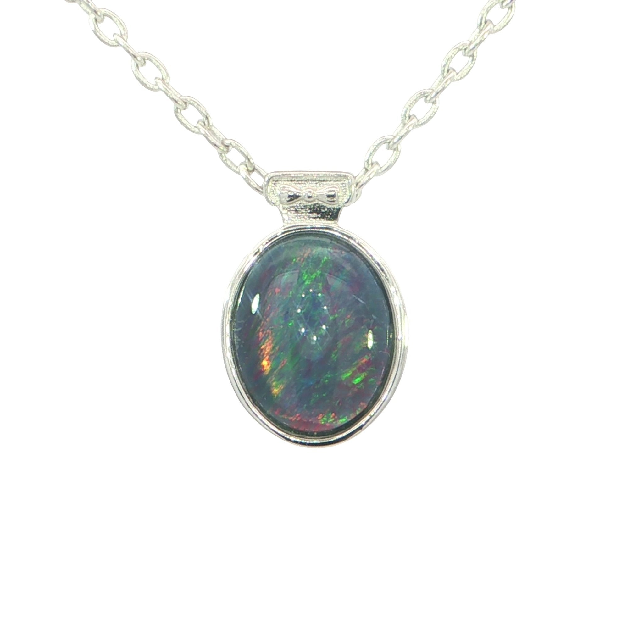 Triplet Opal Pendant set in 925 Sterling Silver - Multicolour - Australian Opal Cutters and Pearl Divers