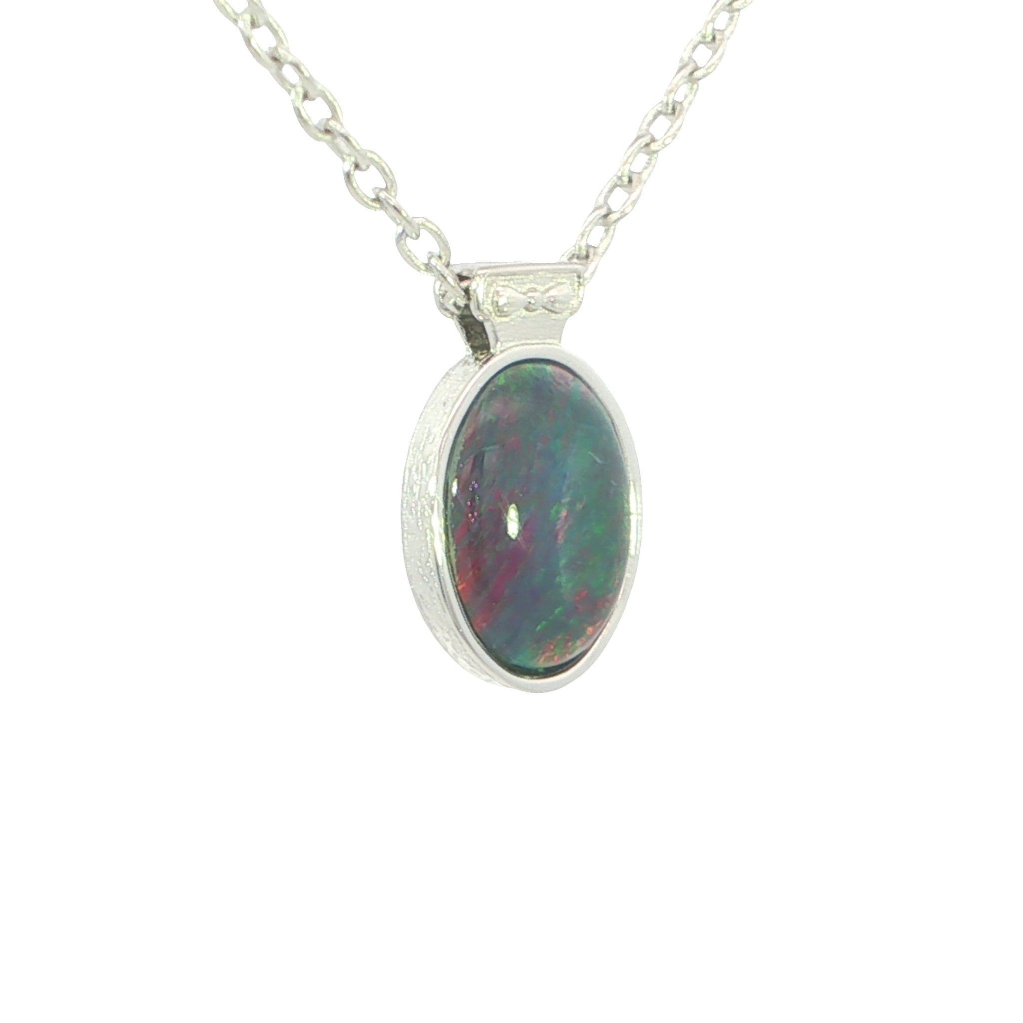 Triplet Opal Pendant set in 925 Sterling Silver - Multicolour - Australian Opal Cutters and Pearl Divers