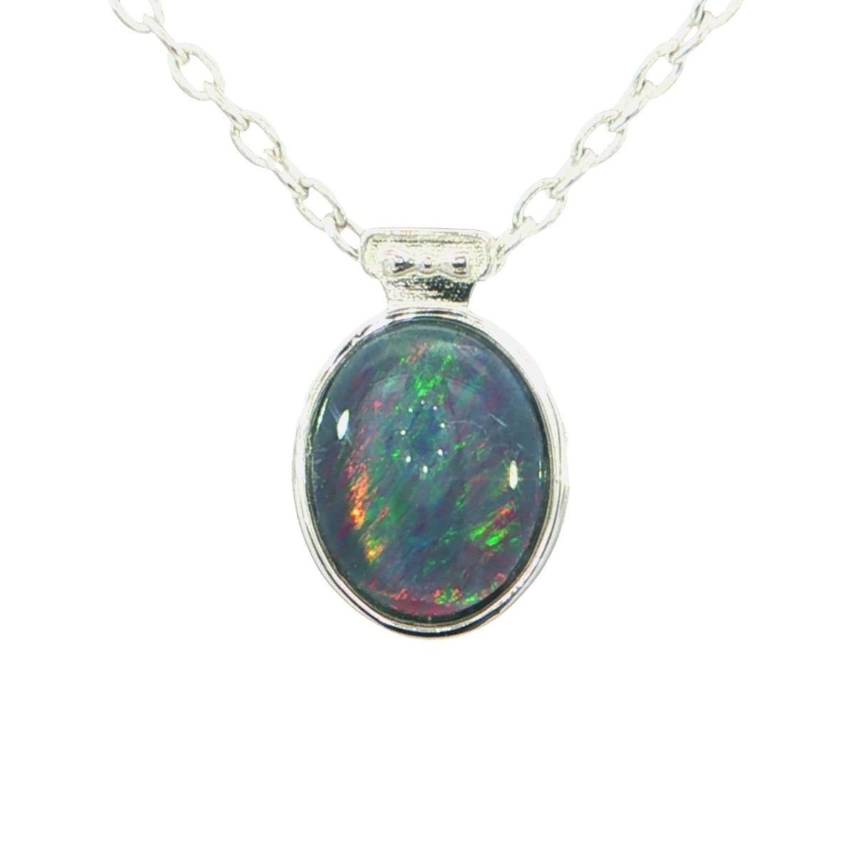 Triplet Opal Pendant set in 925 Sterling Silver - Multicolour - Australian Opal Cutters and Pearl Divers