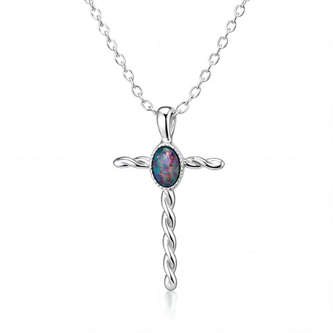 Triplet Opal Pendant set in Stainless Steel - Australian Opal Cutters and Pearl Divers