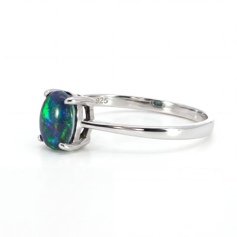 Triplet Opal Ring in 925 Sterling Silver - Green and Blue - Australian Opal Cutters and Pearl Divers