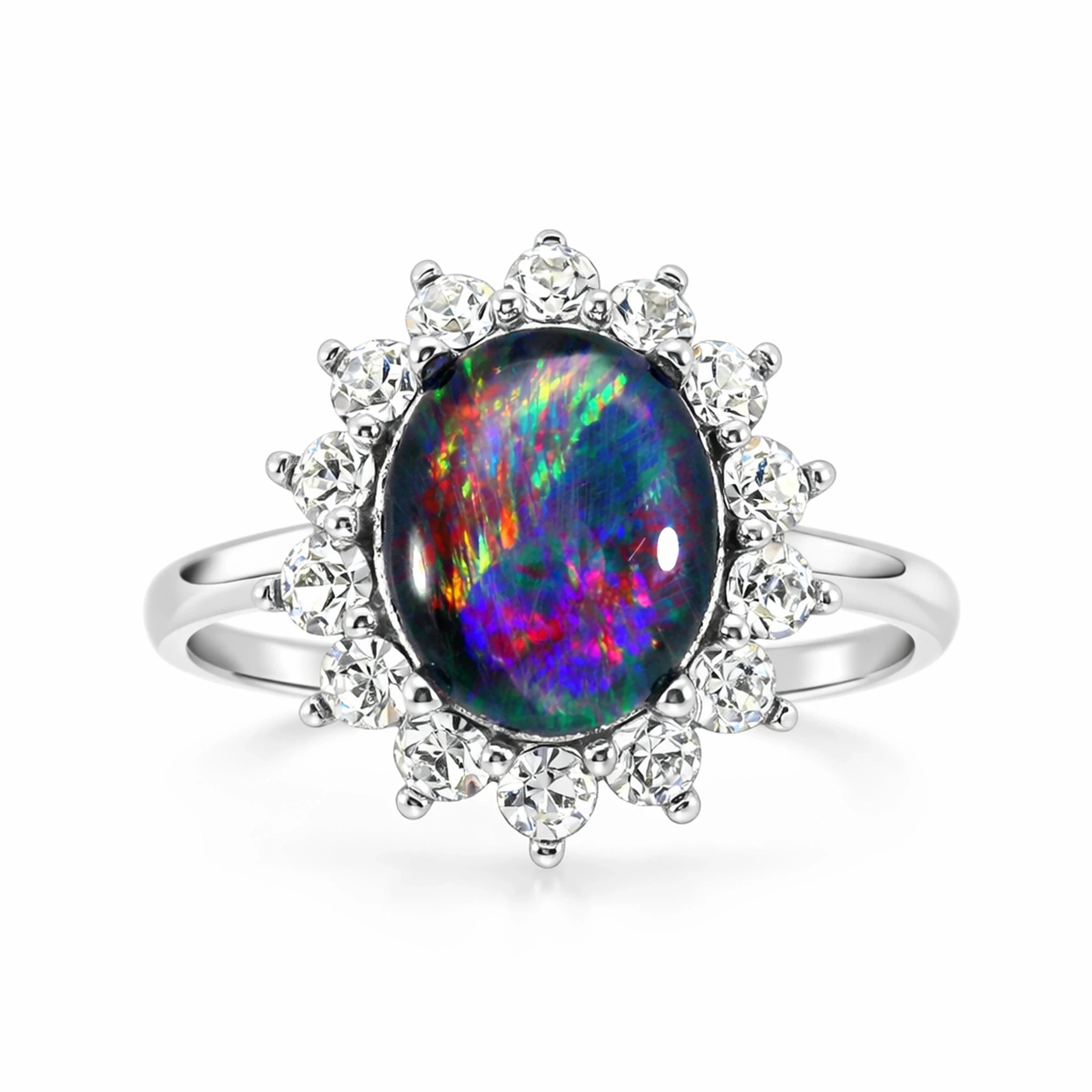 Triplet Opal Ring in Stainless Steel - Multicolour - Australian Opal Cutters and Pearl Divers
