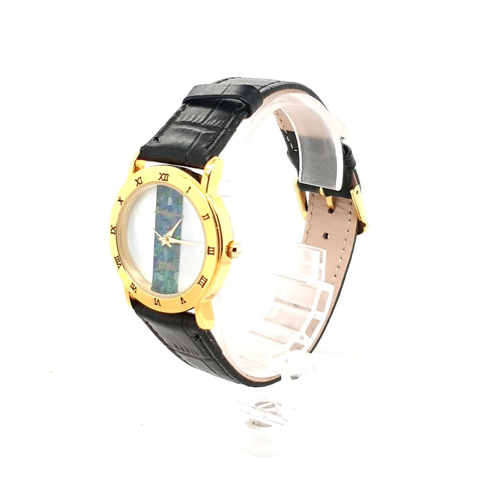Australian Light Opal Watch set in Gold Plated For Men