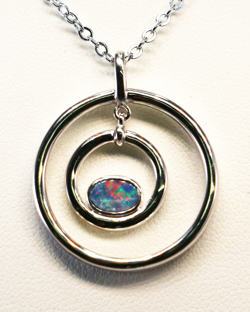 Australian Opal Doublet Pendant in Set in 925 Sterling Silver